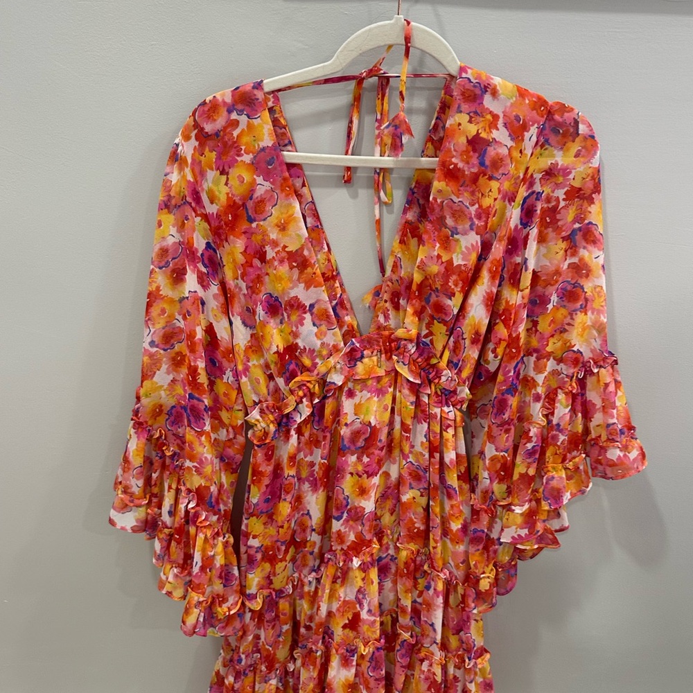 Misa Los Angeles Floral Mini Dress - Red and Pink